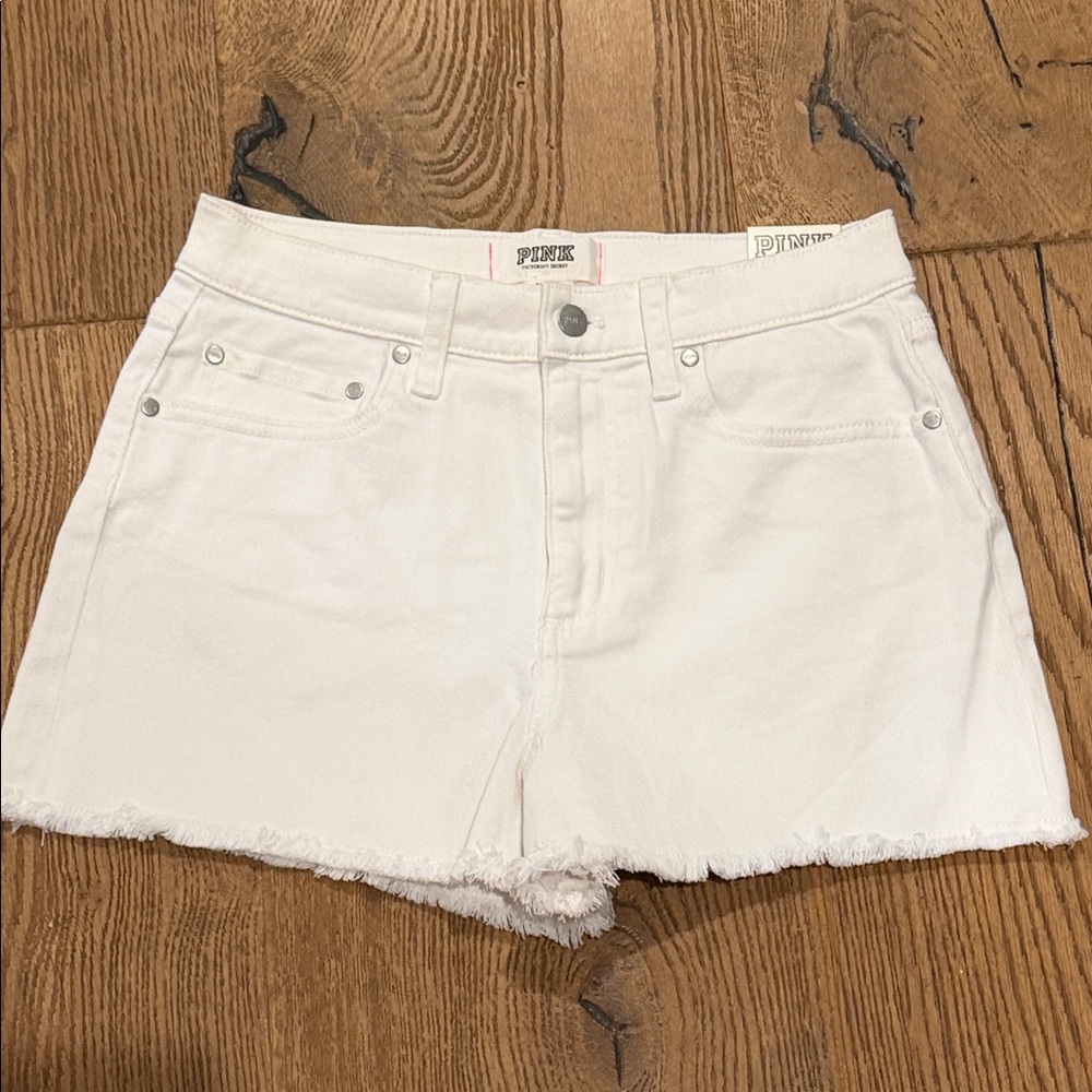 PINK Victoria's Secret white cut off ‎ Jean Shorts 8
